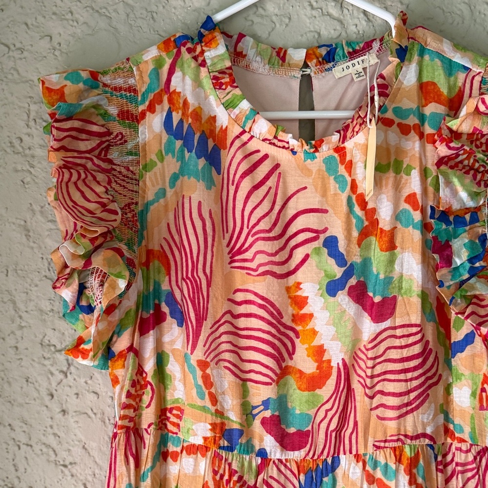 NWT Jodifl Colorful Ruffled Tiered Midi Dress - Picture 5 of 6